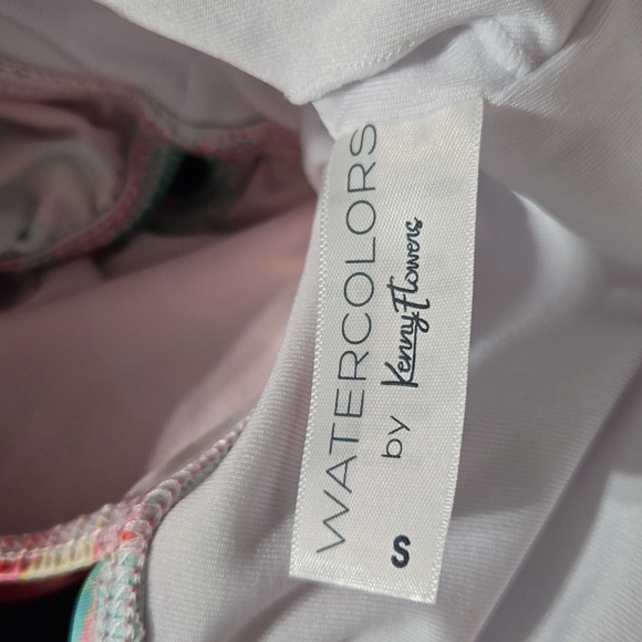 NWT WATERCOLOR BY KENNY FLOWERS CAP SLEEVE CROP BIKINI TOP.. #6410 - Picture 6 of 9